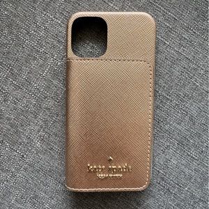 Kate Spade NY Rose Gold Saffiano Leather iPhone 12mini Case w Card Holder
